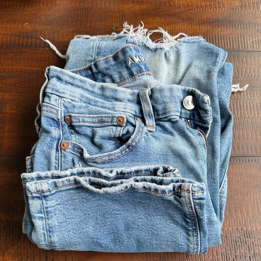 AMO Distressed Ankle Jeans in Blue
